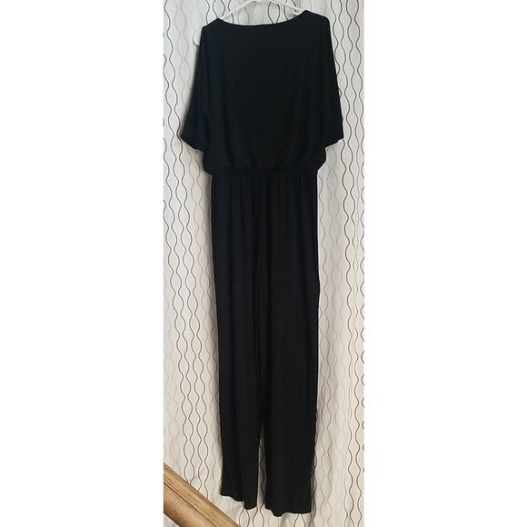 Emma & Michele Women Elegant Cold Sleeve Wide Straight Leg Jumpsuit Black Size L - Picture 6 of 16